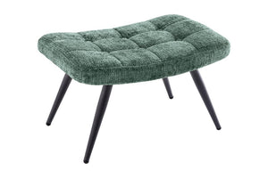 Tabouret moderne SCANDINAVIA chenille verte Cremona pieds en métal repose-pieds