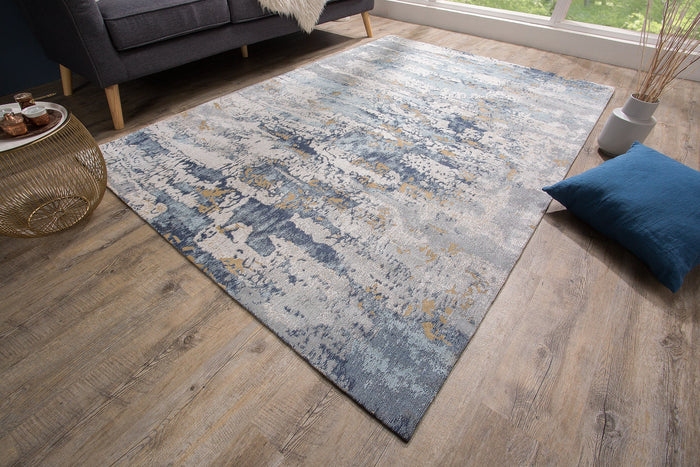 Tapis design ABSTRAIT 240x160cm coton bleu