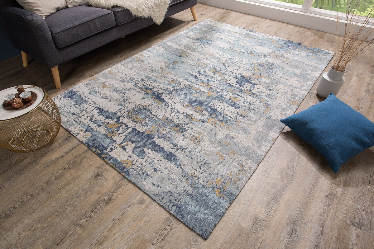 Tapis design ABSTRAIT 240x160cm coton bleu