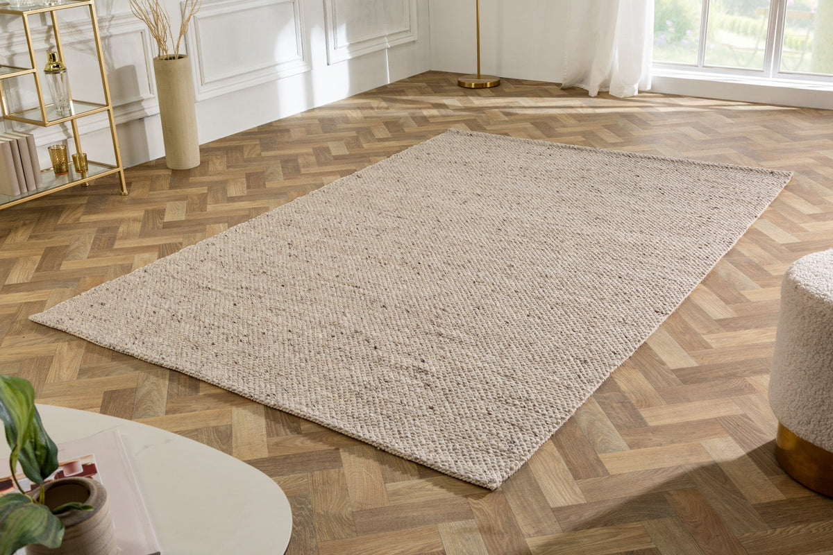 Tapis design LAINE 240x160cm gris argenté en laine