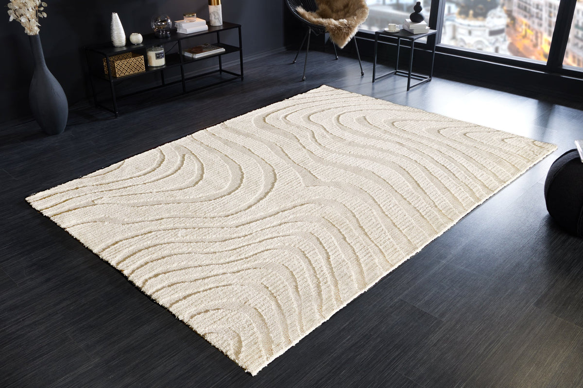 Tapis design WAVE 240x170cm beige crème effet 3D