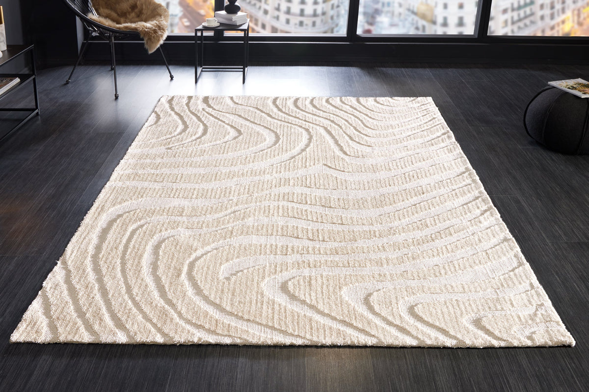 Tapis design WAVE 240x170cm beige crème effet 3D