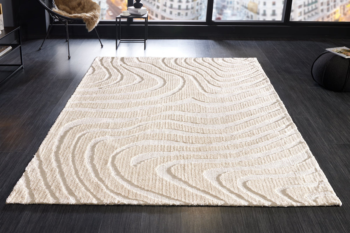 Tapis design WAVE 240x170cm beige crème effet 3D
