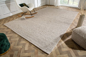 Tapis design WOOL XXL 350x240cm gris argenté en laine