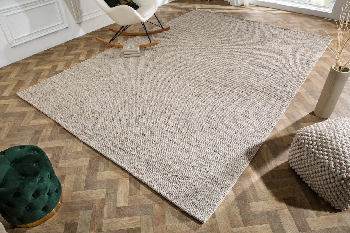 Tapis design WOOL XXL 350x240cm gris argenté en laine