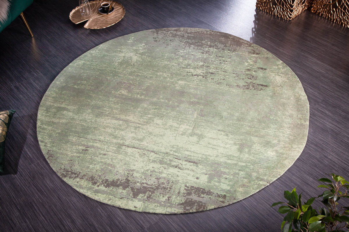 Tapis vintage MODERN ART 150cm vert lavé rond look usé