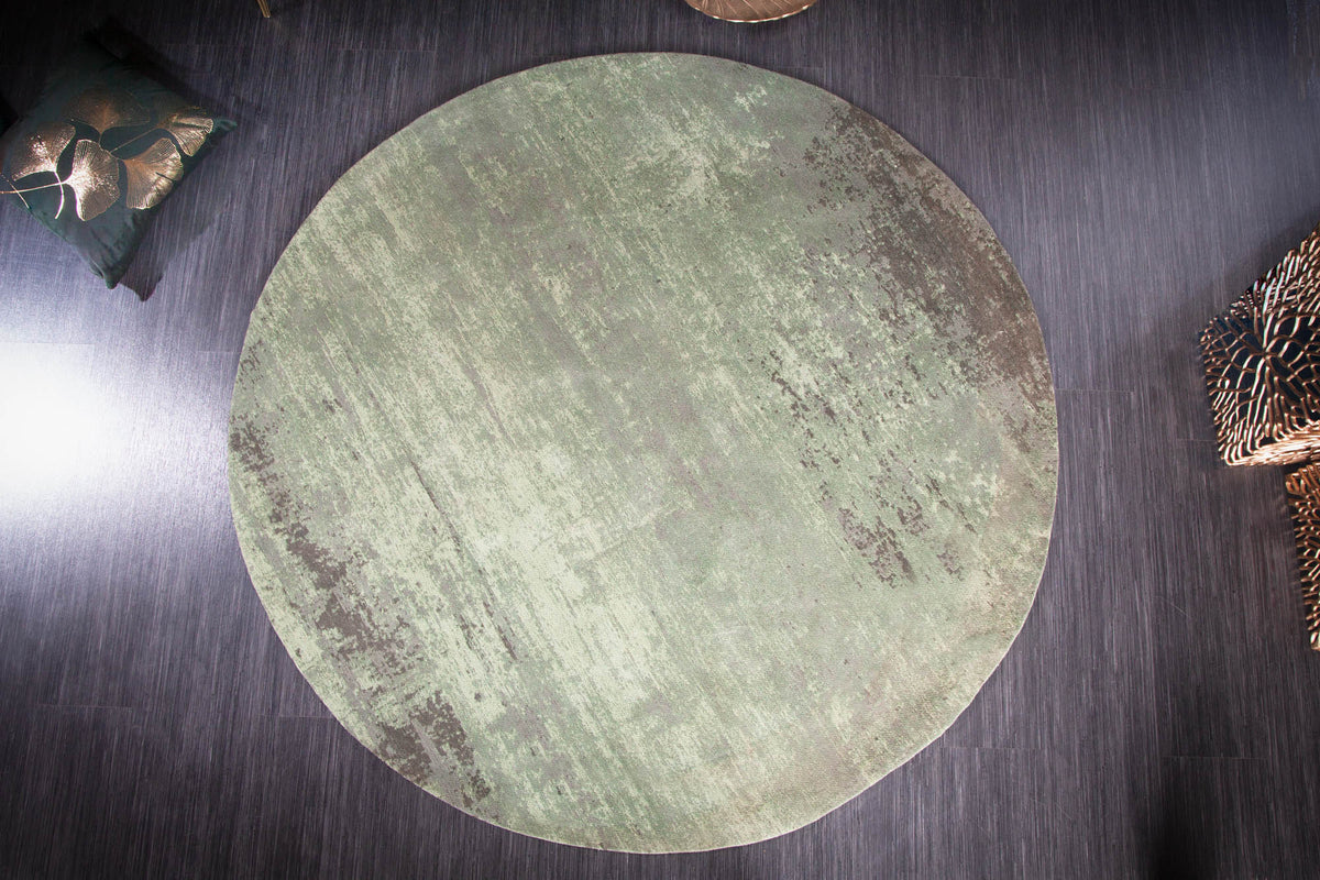 Tapis vintage MODERN ART 150cm vert lavé rond look usé