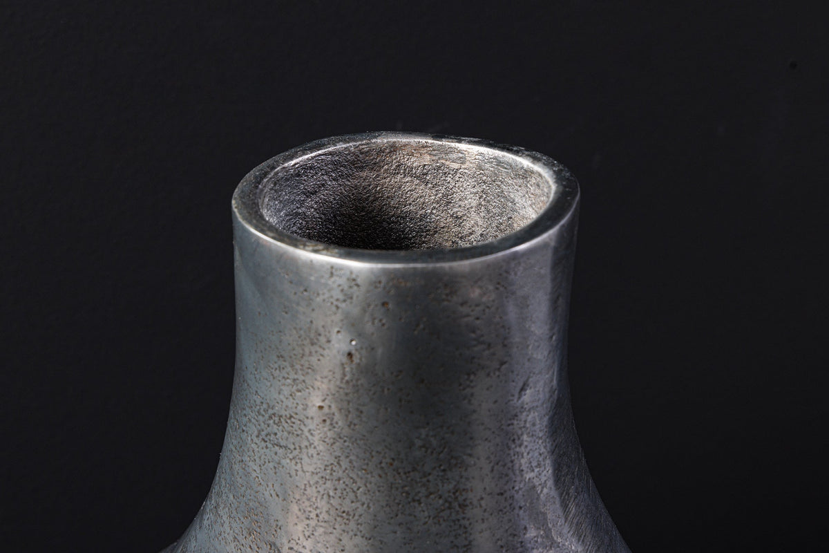 Vase artisanale RING 40cm gris foncé métal décoration vase à fleurs