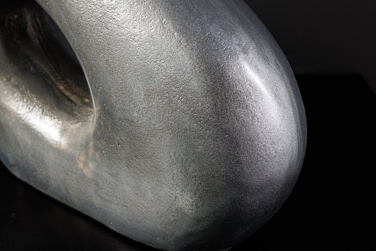 Vase artisanale RING 40cm gris foncé métal décoration vase à fleurs