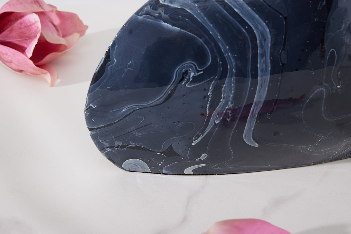 Vase décoratif STONE 40cm noir marbré fait main design rétro