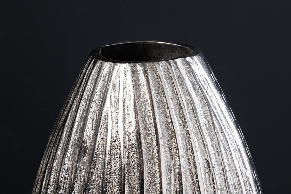 Vase décorative faite main ELEGANCE 35cm argent métal design martelé