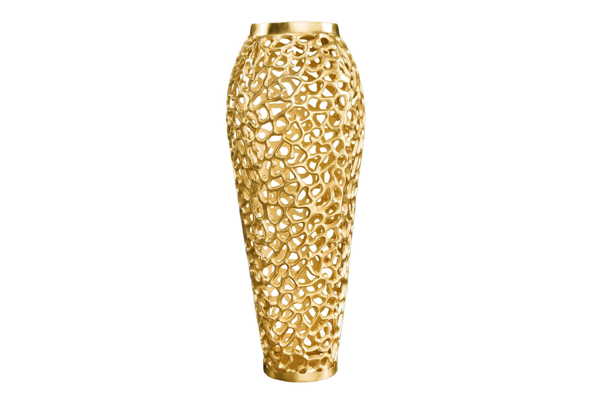 Vase design en filigrane ABSTRACT LEAF or 65cm fait main