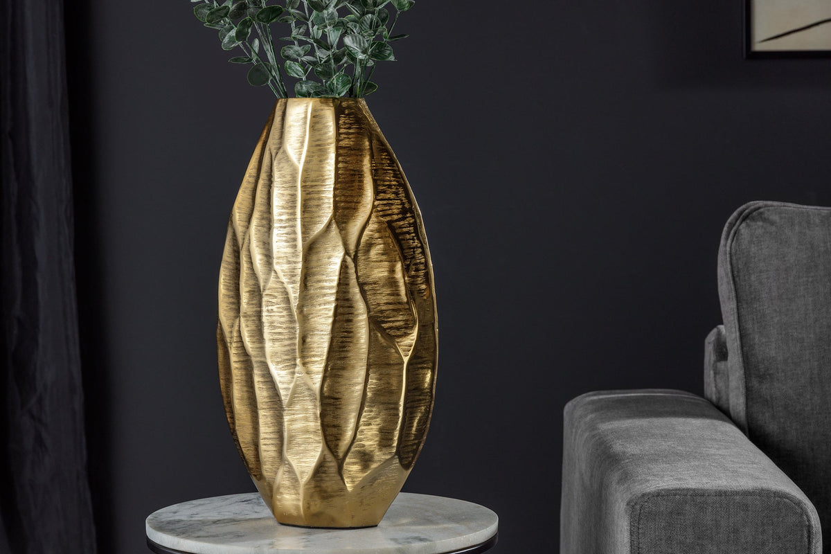 Vase élégant ORGANIC ORIENT 44cm design martelé doré