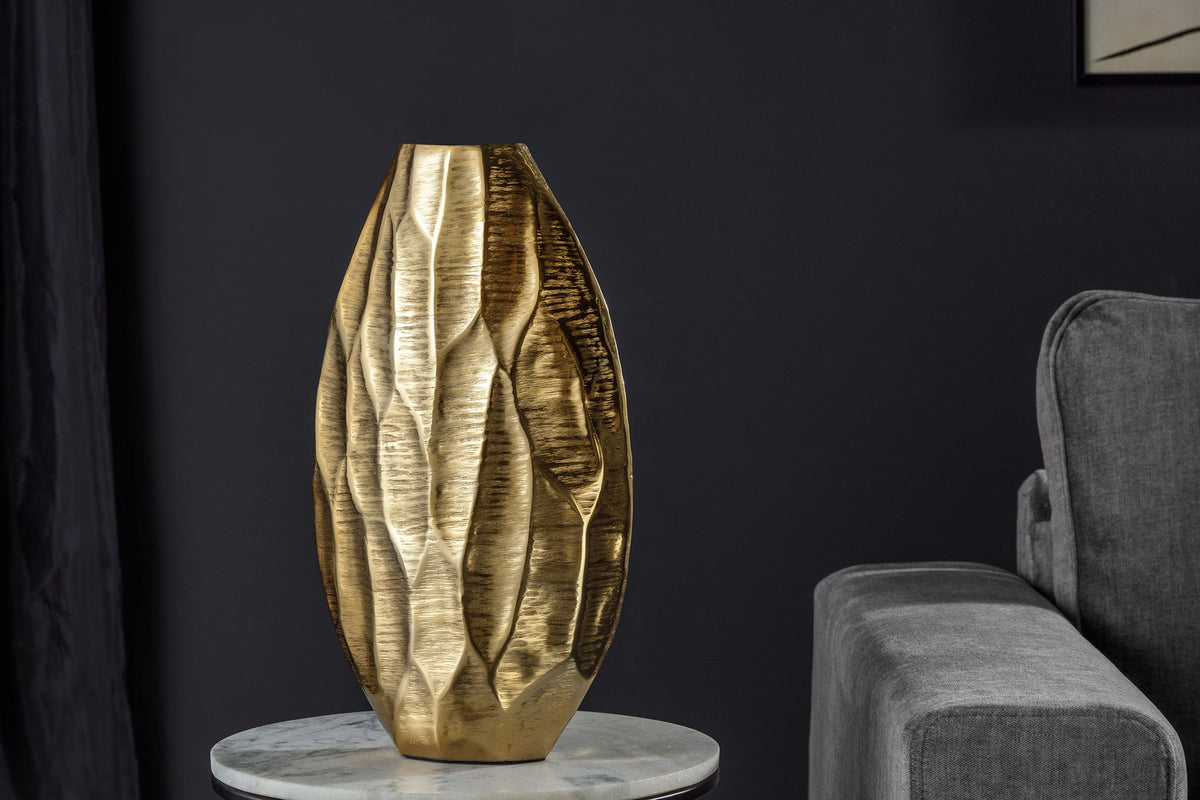 Vase élégant ORGANIC ORIENT 44cm design martelé doré