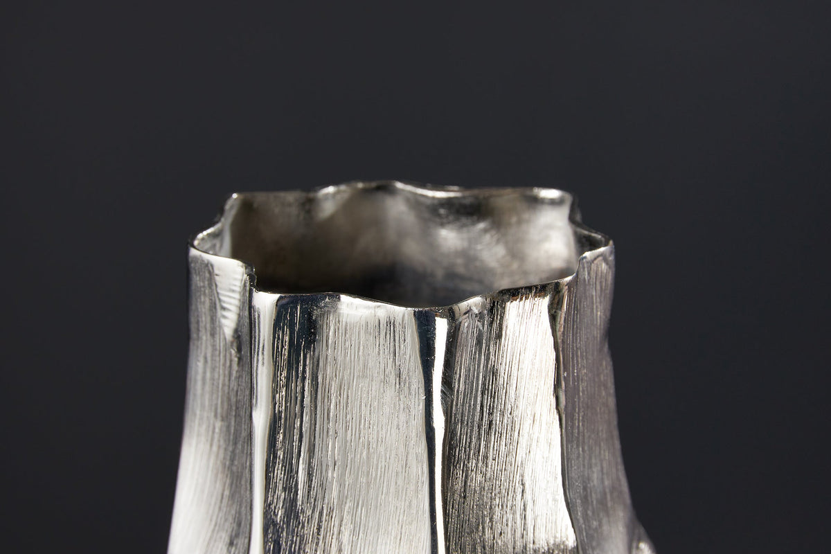 Vase élégant ORGANIC ORIENT 45cm argent martelé design