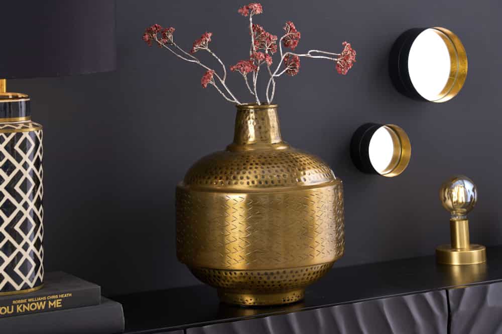 Vase élégant ORIENT 35cm design martelé doré