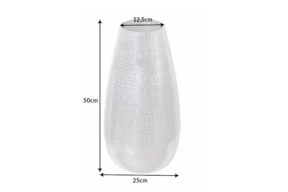 Vase élégant ORIENT 50cm argent au design marteau à grille