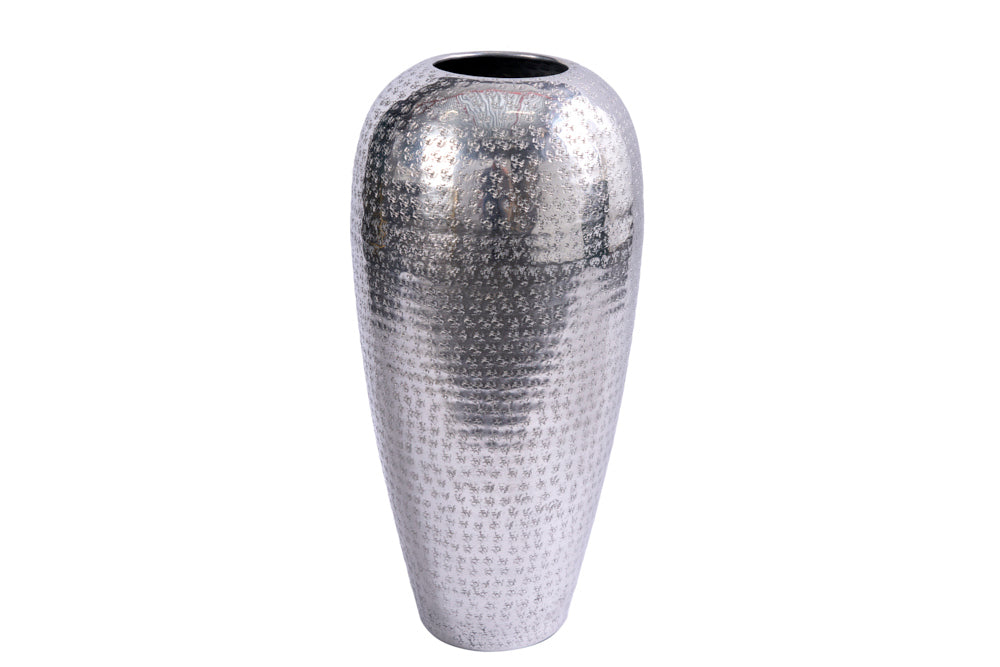 Vase élégant ORIENTAL 50cm argent au design marteau sauvage