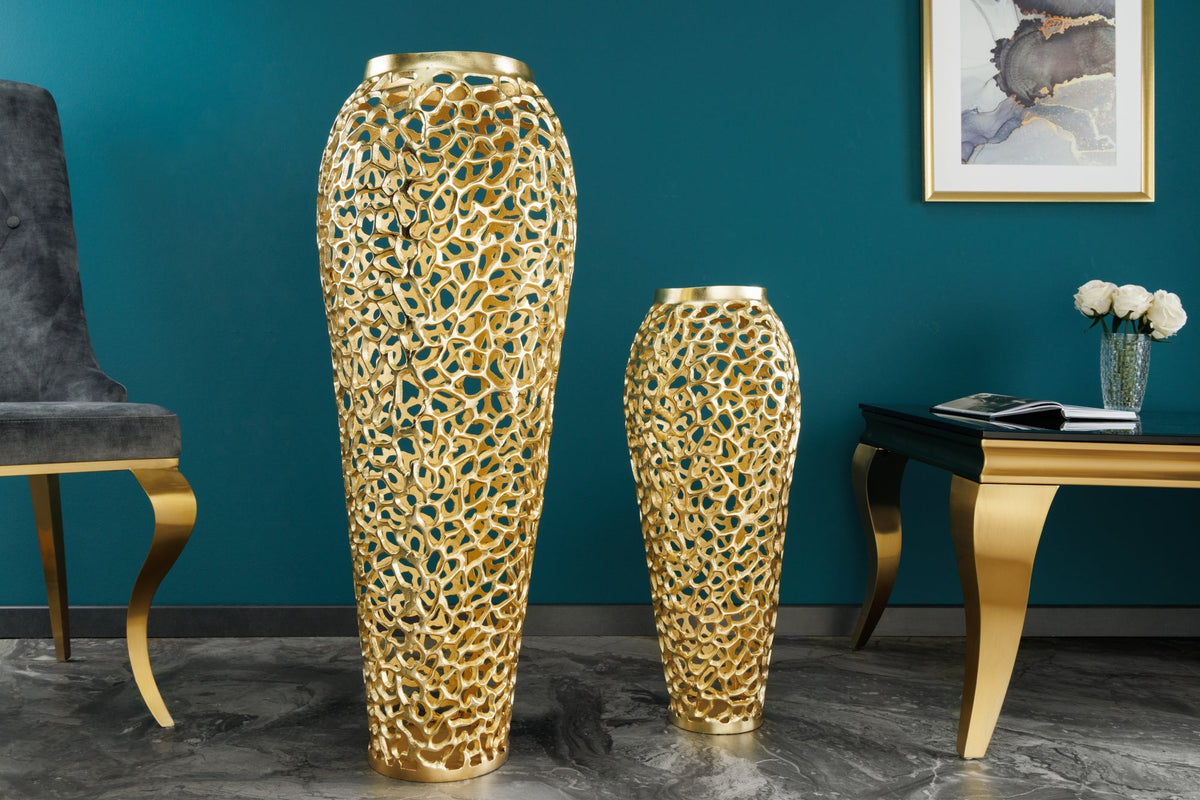 Vase XXL design filigrane ABSTRACT LEAF 90cm or fait main