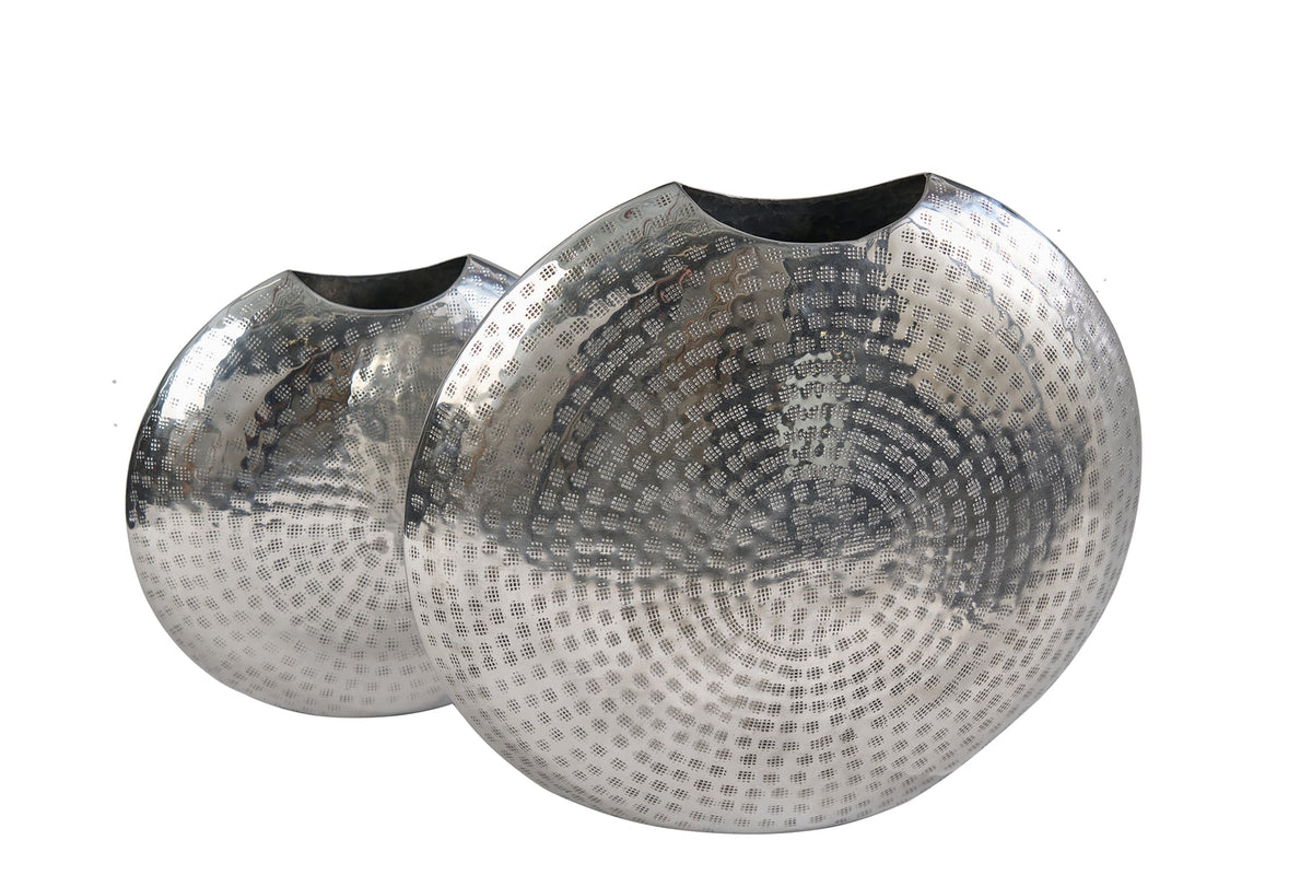 Vases élégants lot de 2 ORIENTAL 44 cm argent au design marteau à grille