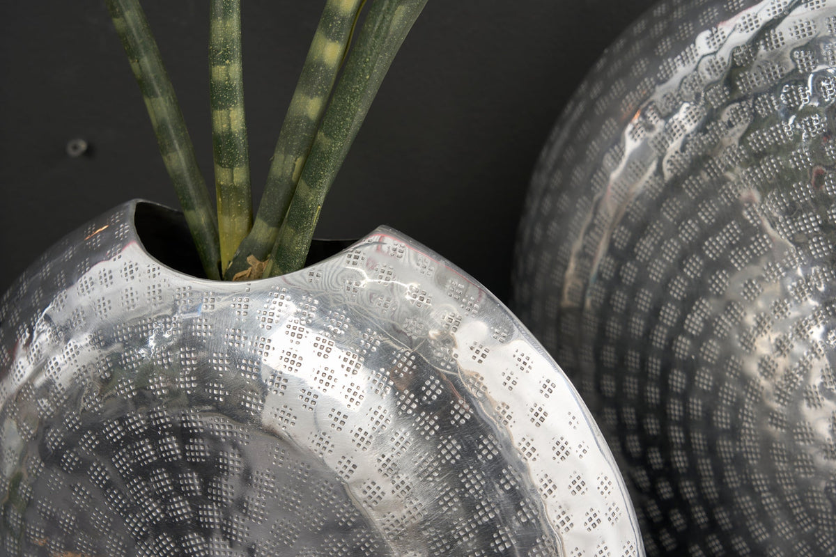 Vases élégants lot de 2 ORIENTAL 44 cm argent au design marteau à grille