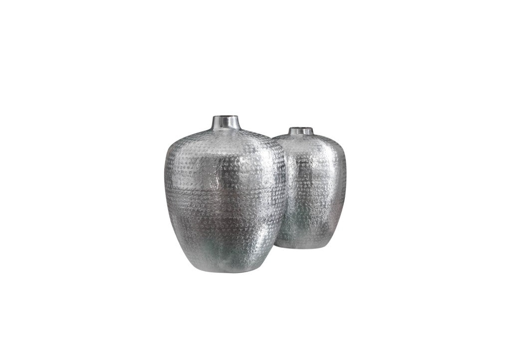 Vases élégants set de 2 ORIENTAL 33cm argent décorés à la main