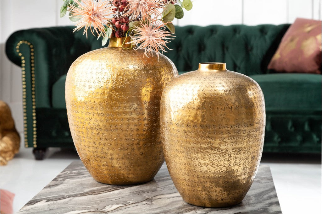 Vases élégants set de 2 ORIENTAL 33cm or décorés à la main