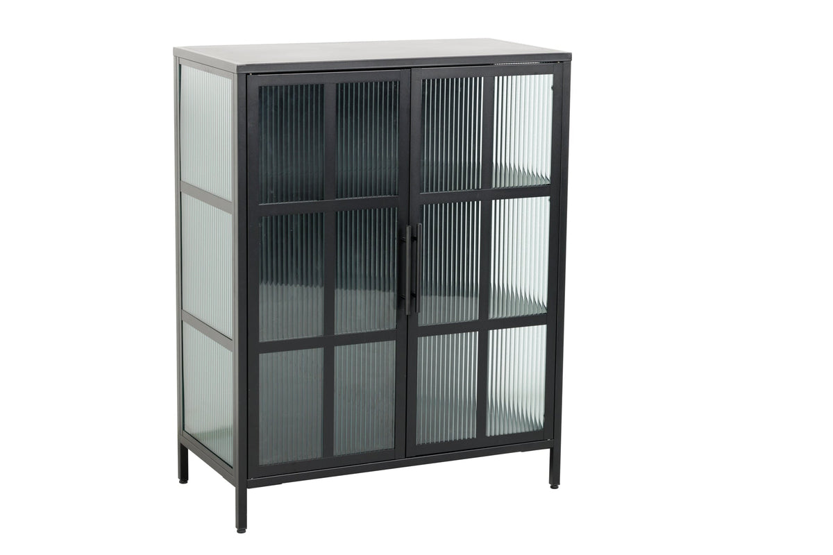 Vitrine industrielle DURA STEEL 80cm métal noir verre nervuré