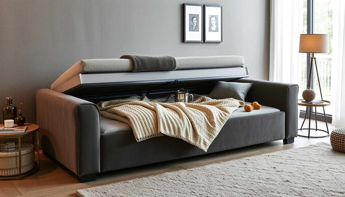 Élégance et modularité: literie coffre et canapés reformables en velours côtelé et tissu boucle pour optimiser espace et style