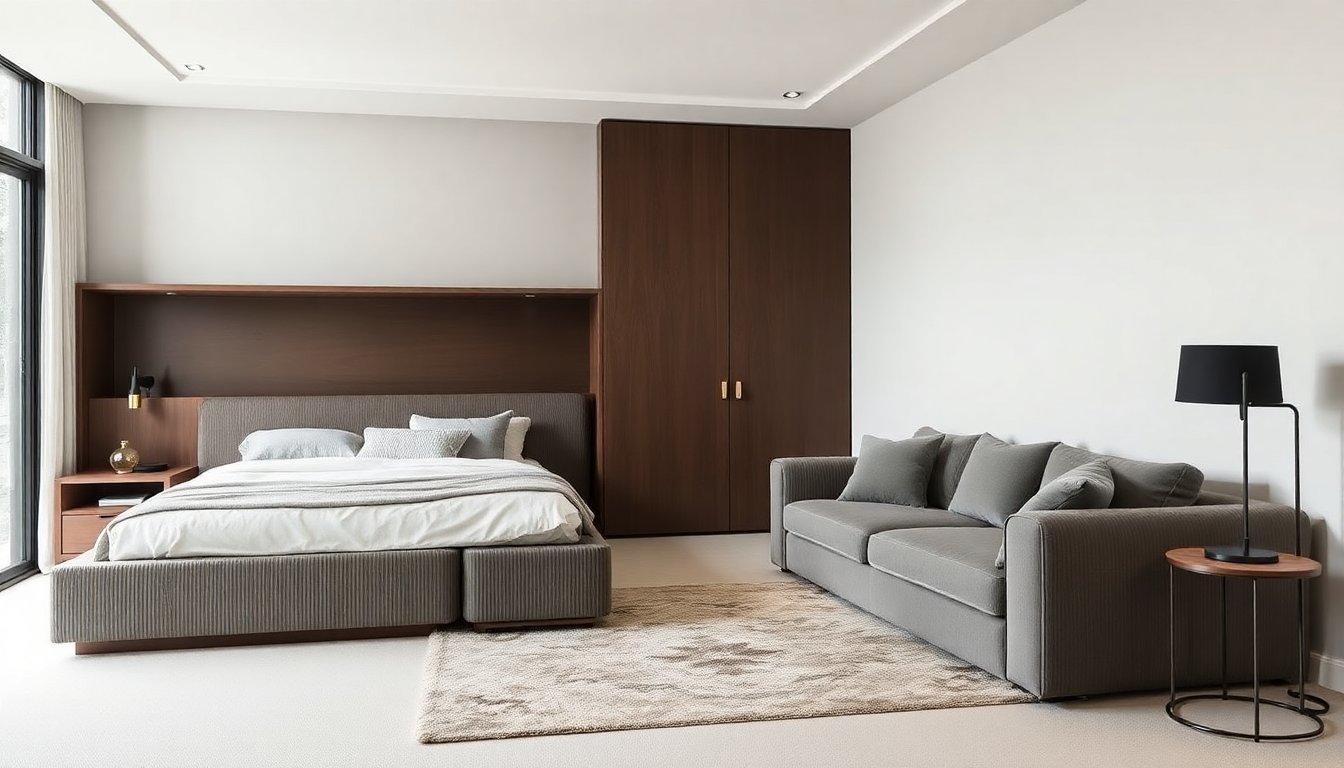 Casafab: Literie avec coffre et canapés reformables – Optimisez l’espace et le style avec velours côtelé et tissu boucle.