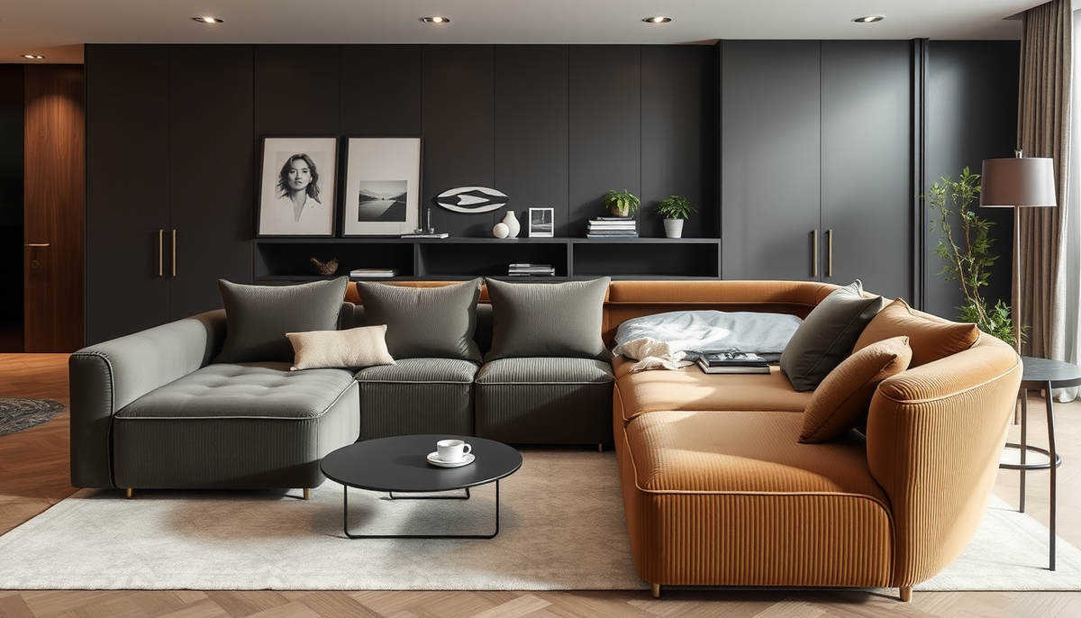 Casafab: Sommiers avec rangement et canapés modulables en velours côtelé et tissu boucle — aménager un intérieur chic, durable et gain de place