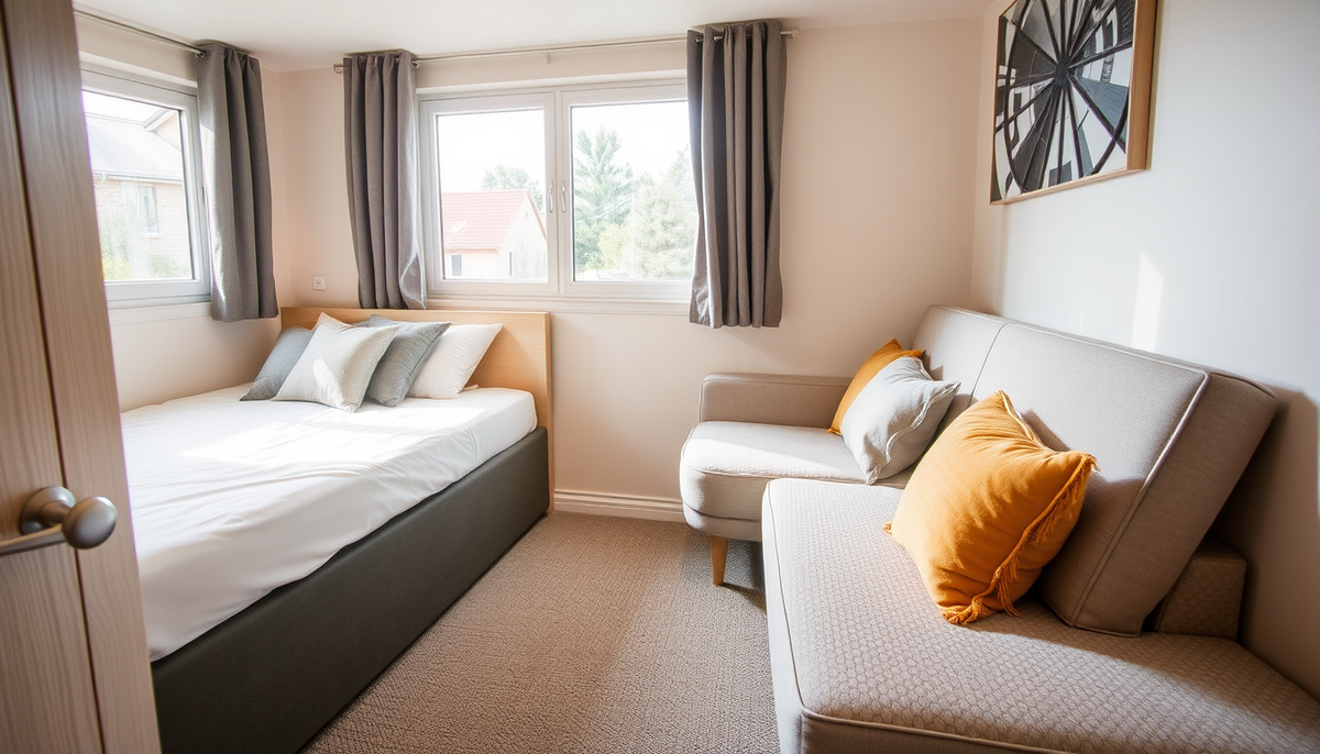 Casafab pour petites surfaces : libérer l'espace avec literie coffre et canapés convertibles en velours côtelé et tissu boucle.