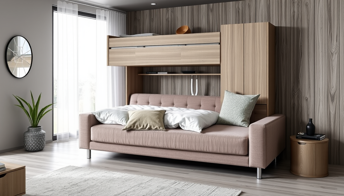 Éspace optimisé et style durable : literie coffre et canapés convertibles en velours côtelé et tissu boucle — guide Casafab pour petites pièces modernes
