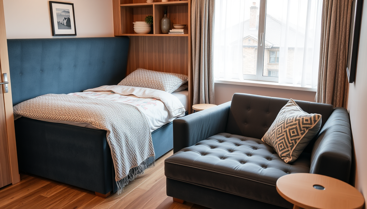 Casafab : Aménagez des espaces micro grâce à la literie coffre et aux canapés convertibles en velours côtelé et tissu boucle — design durable et rangement optimisé.