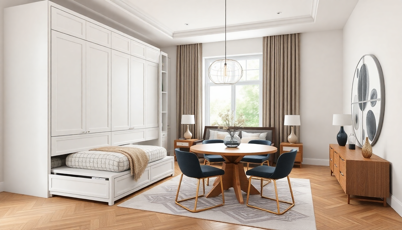 Mobiliario elegante en 2025: incorporación de camas arcón de tela y mesas de comedor redondas para un interior elegante y práctico