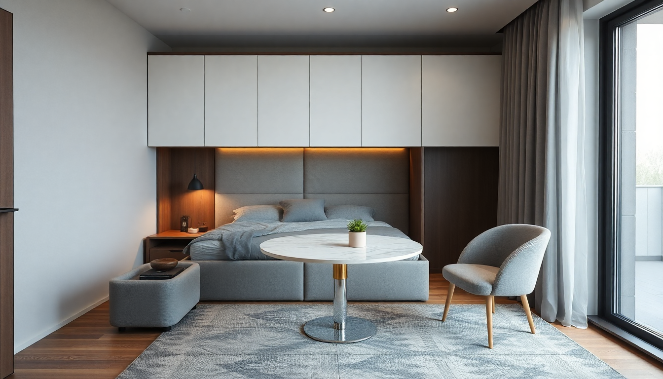 Diseñar un dormitorio en 2025: combinar comodidad y estilo con una cama arcón de tela y una mesa de comedor redonda de mármol