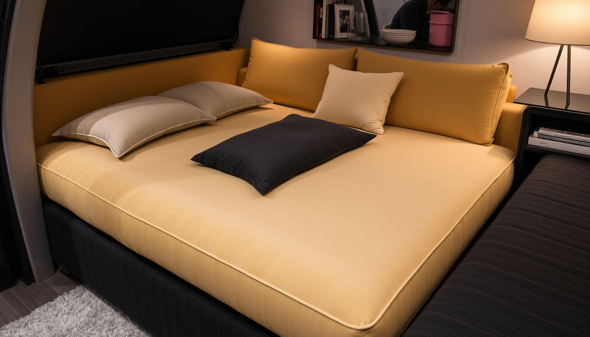 Casafab Déco Durable: marier literie coffre et canapés convertibles en velours côtelé et tissu boucle pour un intérieur chic et fonctionnel