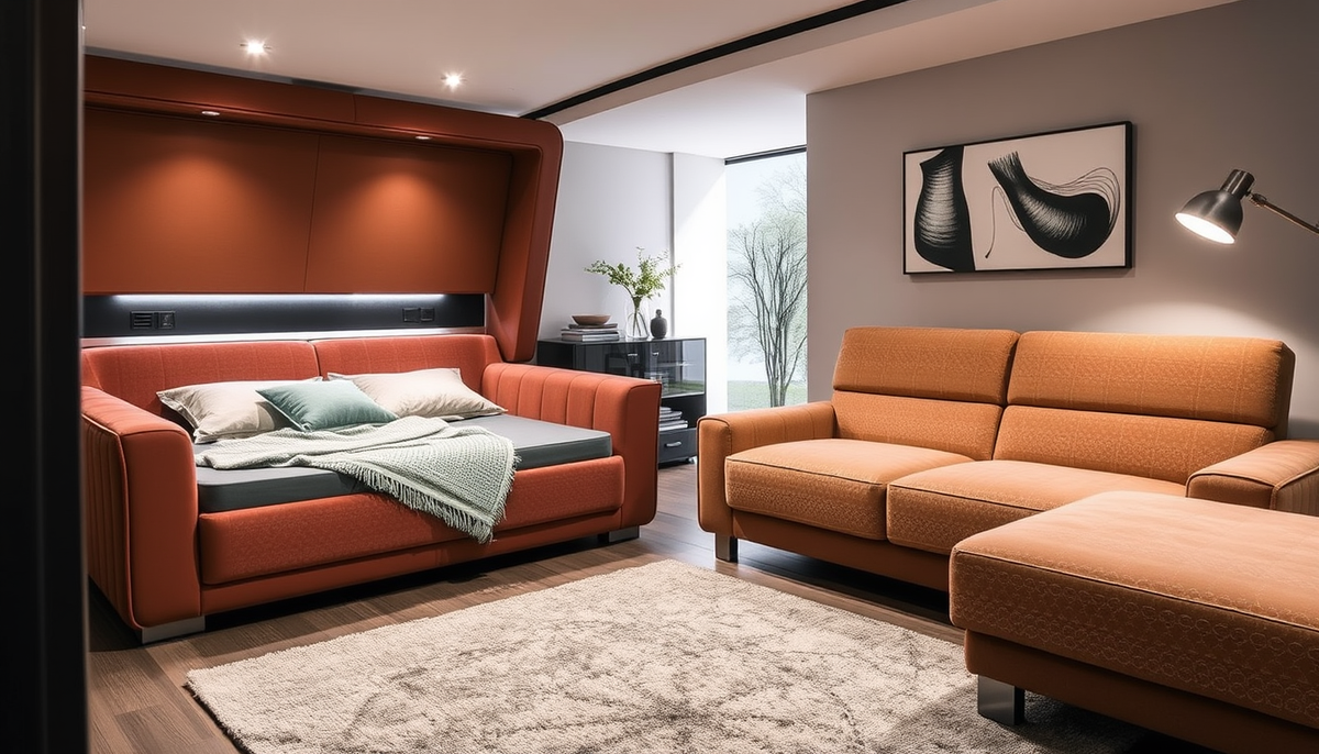 Rangement et style réunis : literie coffre et canapés convertibles en velours côtelé et tissu boucle pour un intérieur Casafab contemporain