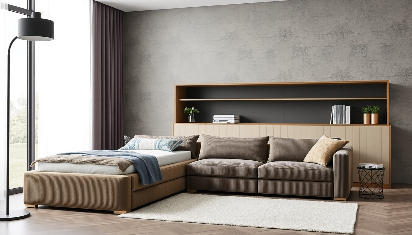 Literie coffre et canapés reformables : marier rangement discret et confort chic en velours côtelé et tissu boucle pour un intérieur Casafab moderne