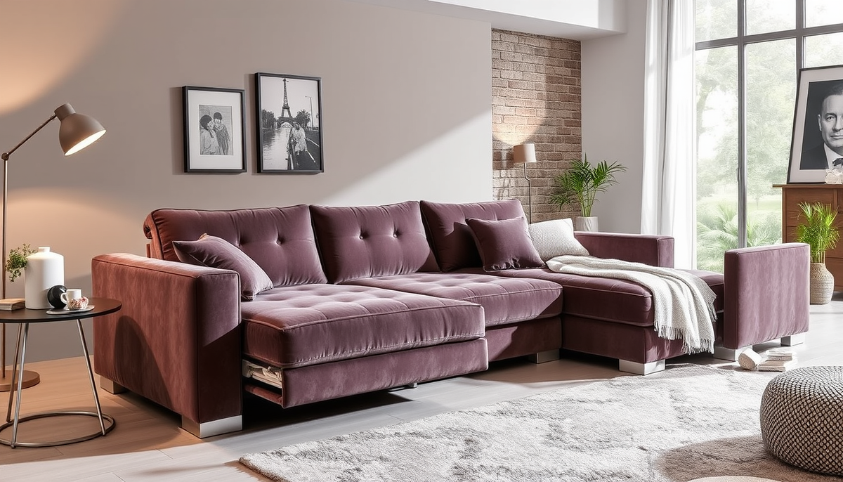 Gain de place et style assuré : literie coffre et canapés convertibles en velours côtelé et tissu boucle pour un intérieur Casafab moderne