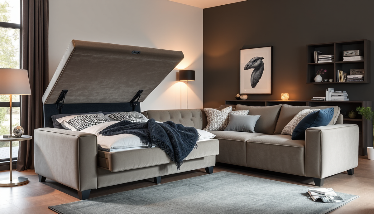 Literie coffre et canapés convertibles en velours côtelé et tissu boucle : réinventez votre espace avec style et rangement