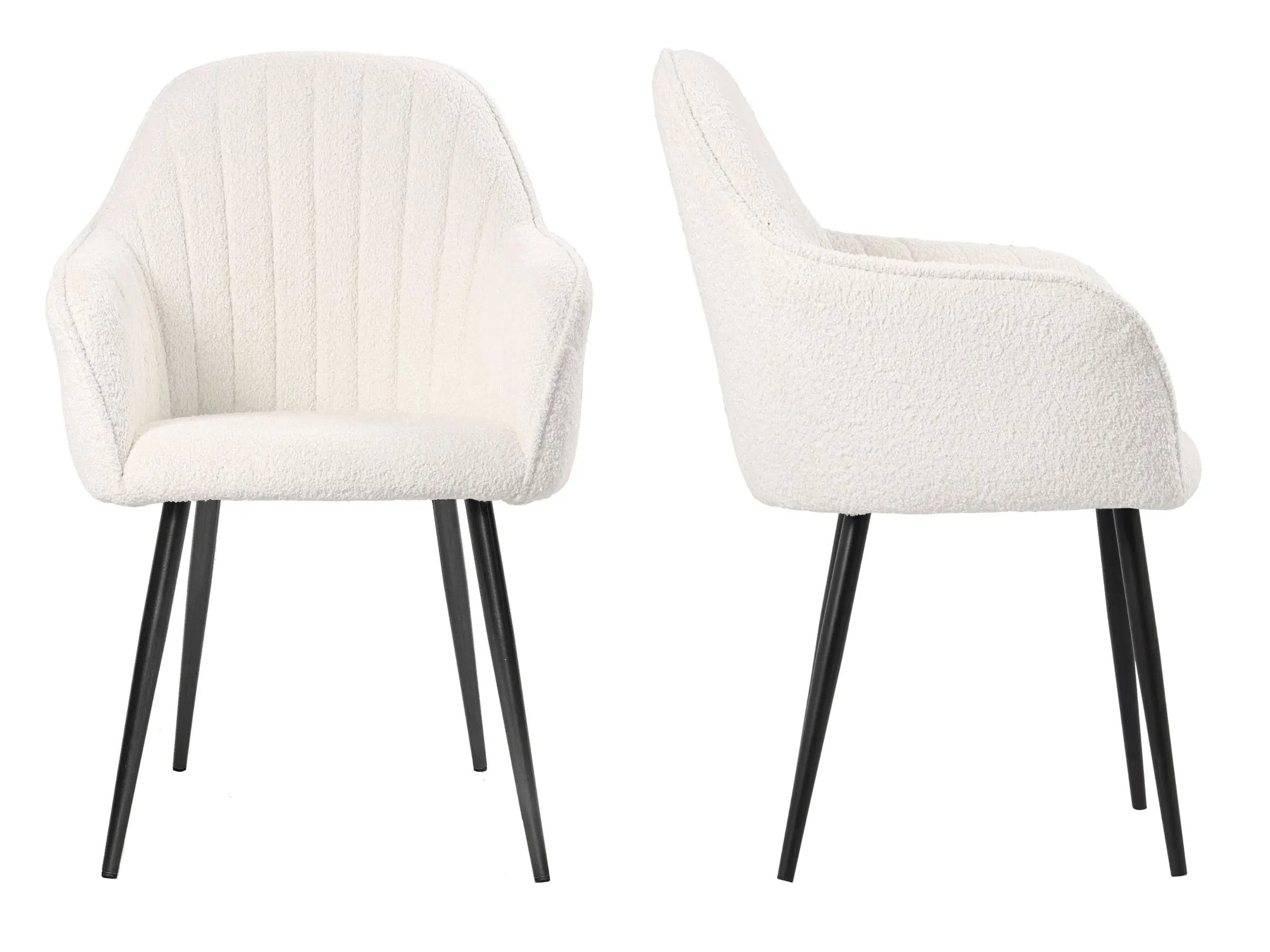 Chaises design - Lot de 2 - JESSICA  Tissu-boucle-crème-pied-noir