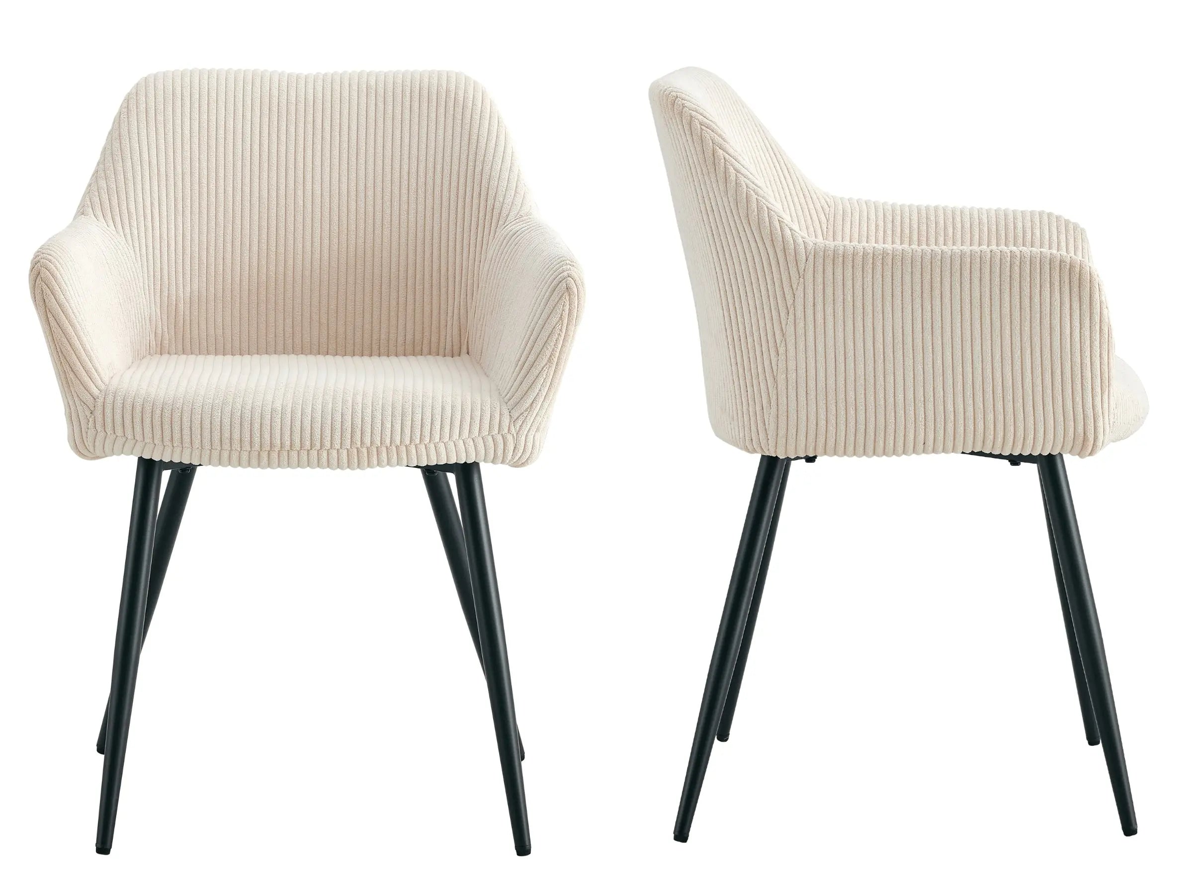 Chaises design - Lot de 2 - LINA  Tissu-côtelé-beige