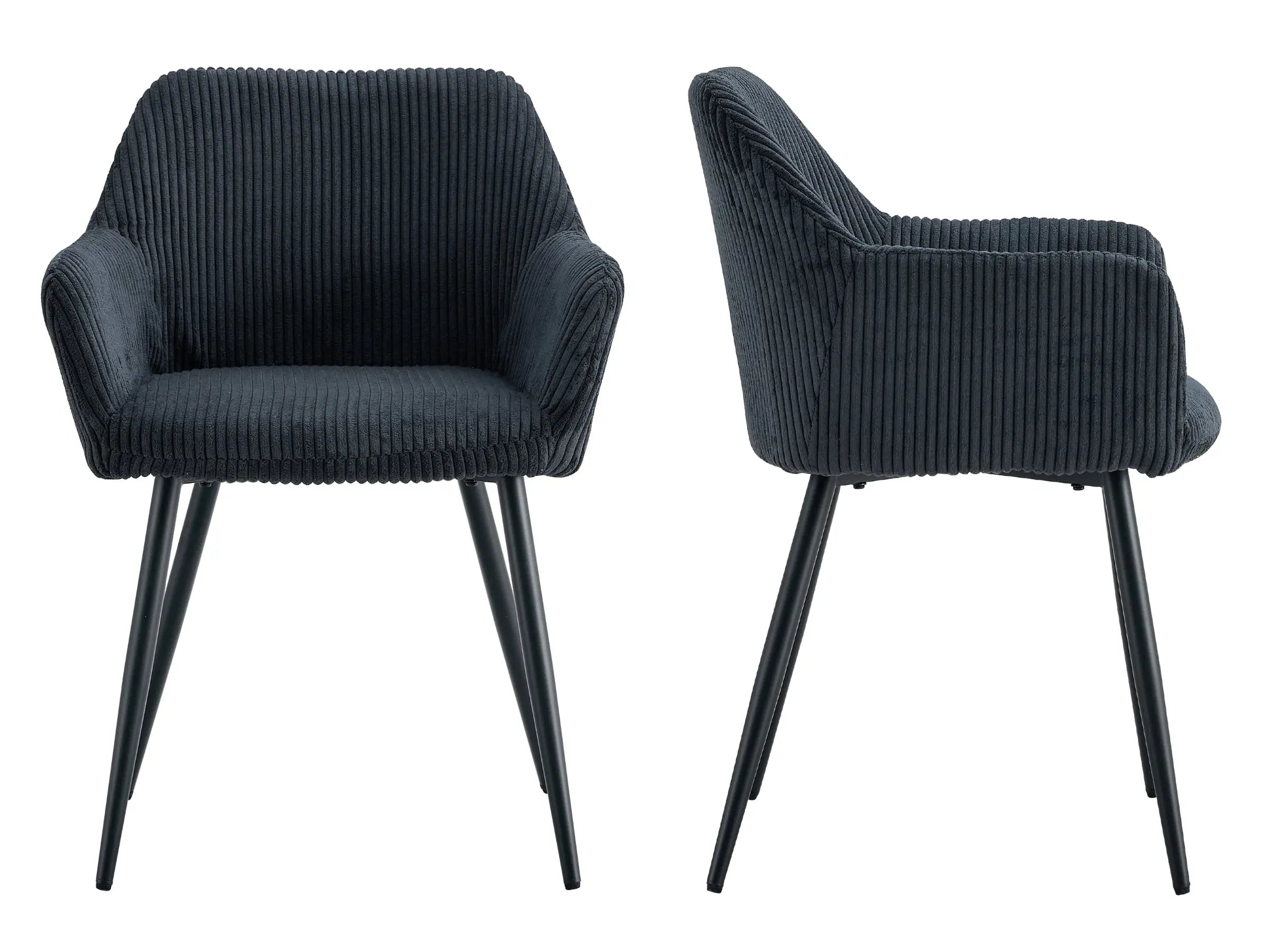 Chaises design - Lot de 2 - LINA  Tissu-côtelé-noir