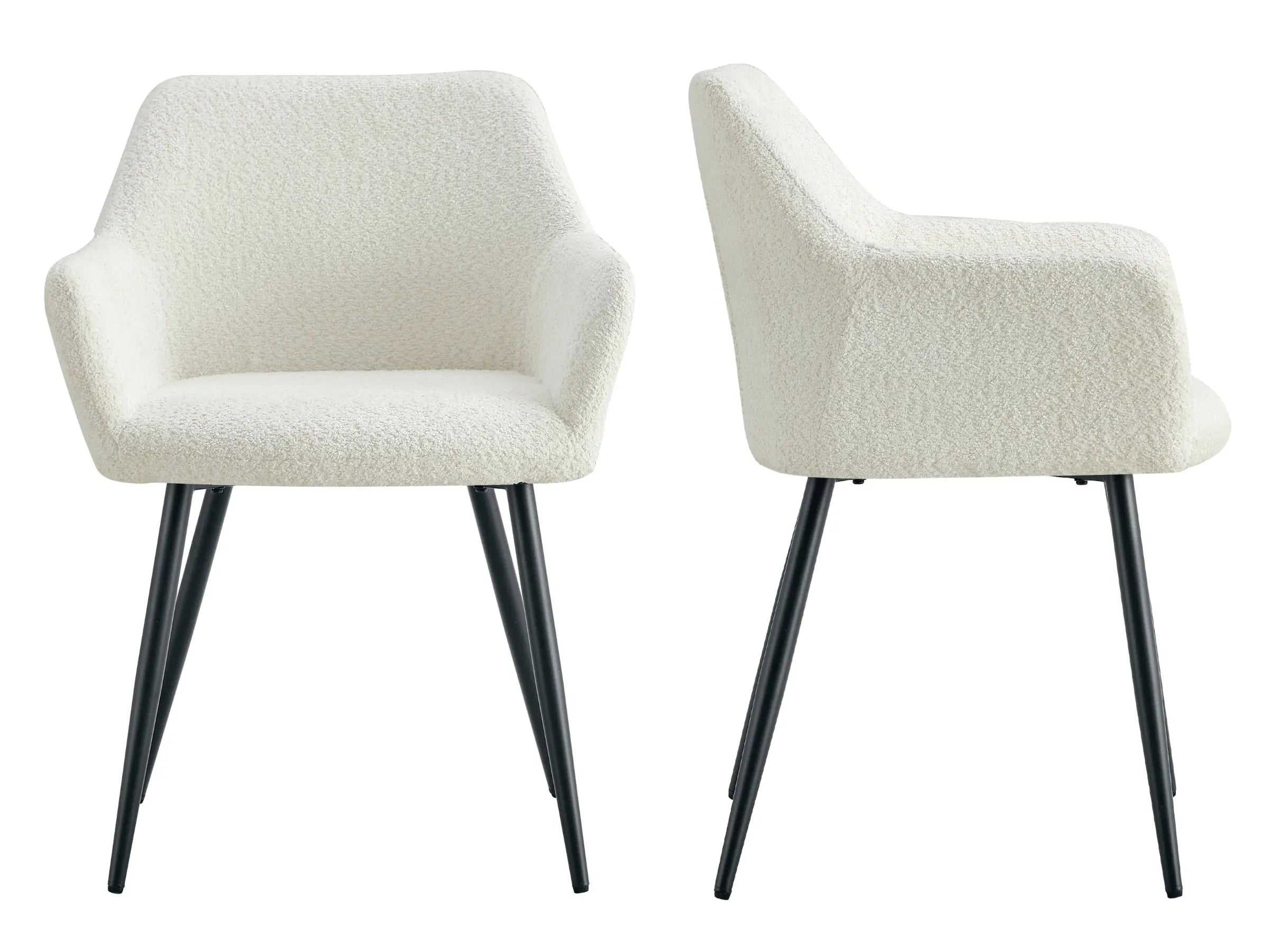 Chaises design - Lot de 2 - LINA  Tissu-boucle-crème