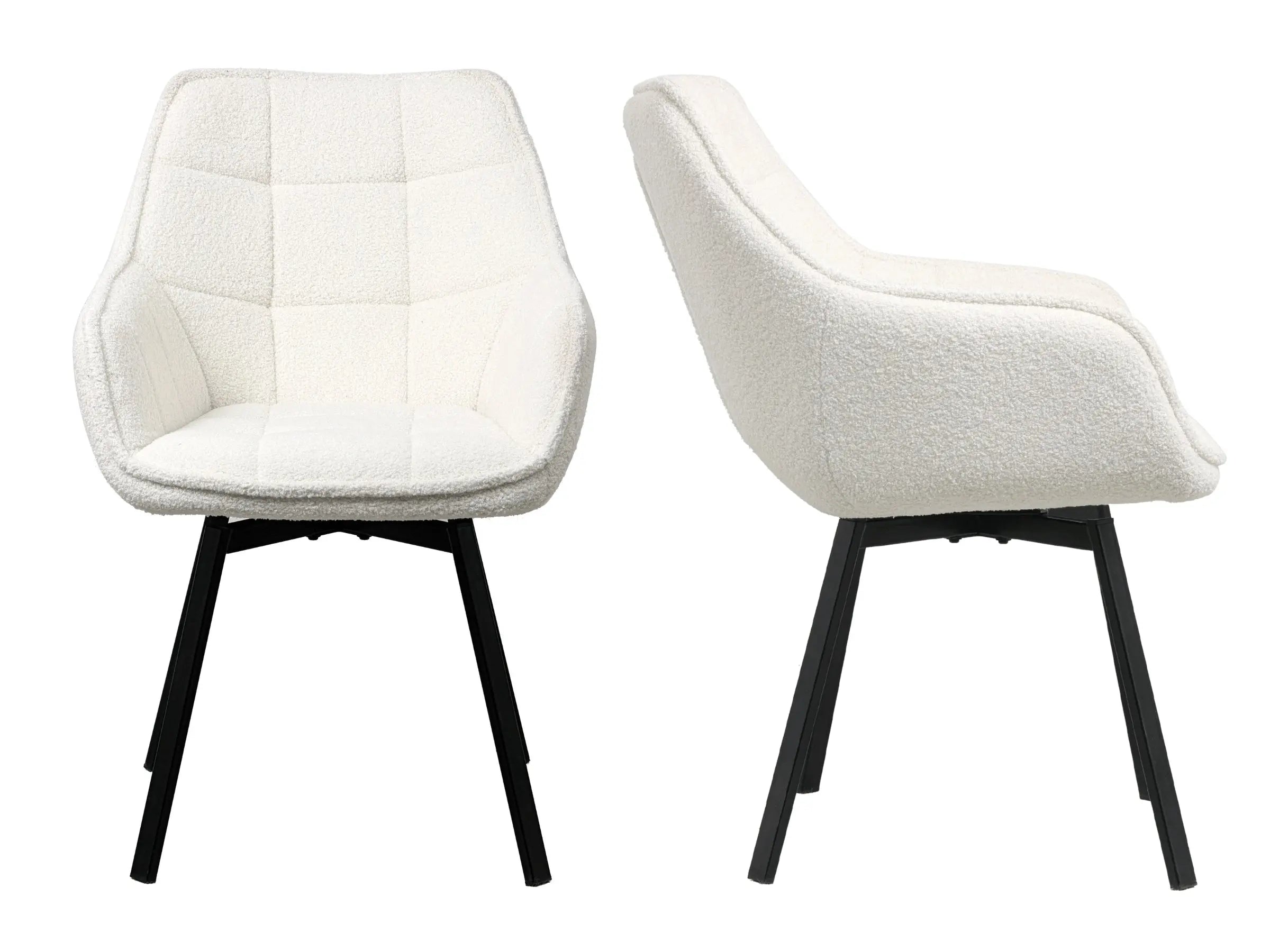 Chaises design - Lot de 2 - MARGOT  Tissu-boucle-crème