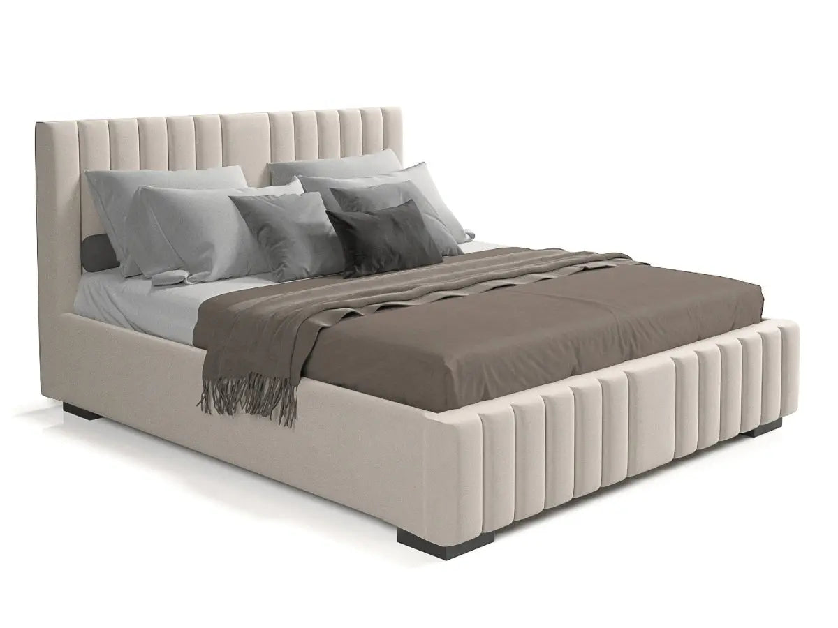 Cama arcón de diseño - LOU Velours-beige-180x200-cm