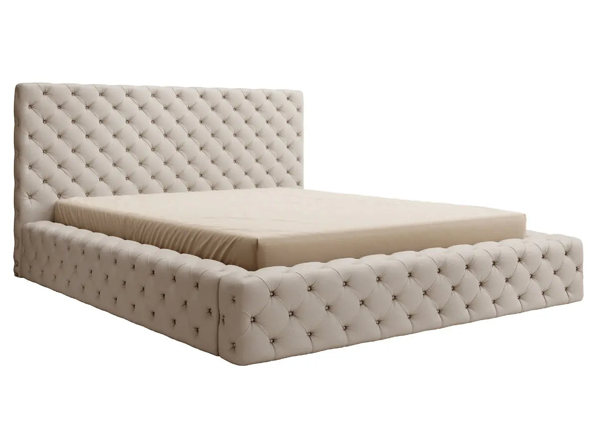 Cama arcón tapizada - MARGOT Simili-cuir-beige-180x200-cm