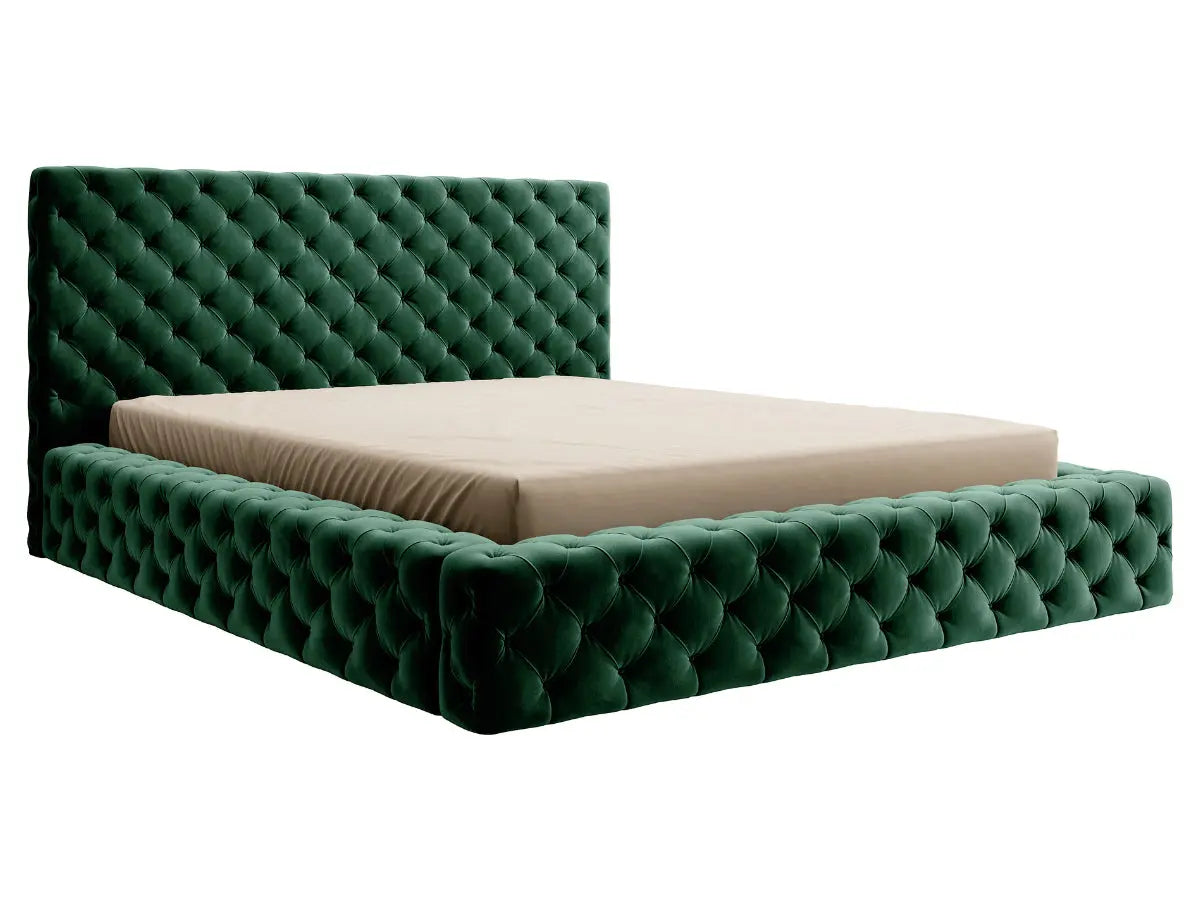 Cama arcón tapizada - MARGOT Velours-vert-180x200-cm