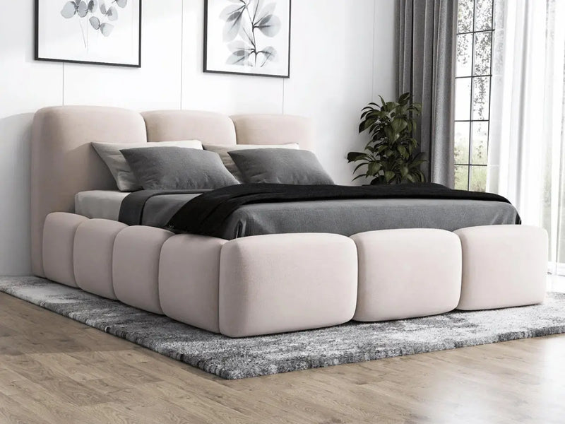 Susan Lit Rembourre Avec Coffre Completement Dehoussable En Microfibre Detachable T11 Beige